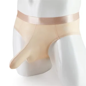 Men’s Sexy Ultra Thin Breathable Elephant Nose Briefs Trunk Lingerie Underwear Knitted Ice Silk Underpants for Adults