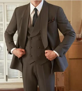 Men’s Shawl Collar Suits Slim Fit Business Formal Suit Three-piece Set Suit for Men Wedding Dinner