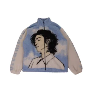 Men’s Sherpa Fleece Jacket Custom Printed Zip-Up Hooded Collar