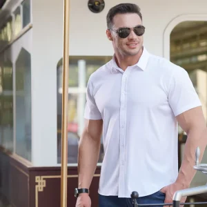 Men’s Shirts Casual Men Business Solid Color Classical Short Sleeves Tops Spring Autumn Summer Shirts
