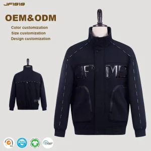 Men’s Short Casual Jacket Winter Outdoor Windproof Fashionable Stand Collar Embroidery Zipper Thickened Warm Soft