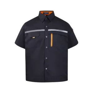Men’s Short Sleeve Industrial Mechanic Work Shirts Customizable Factory Supply Reflective Light Industrial Workwear