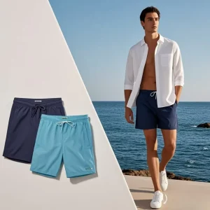 Men’s Shorts Summer Causal Breathable Drawstring Short Pants Solid Fitness Swimwear Running Sports Shorts Swimming Trunks