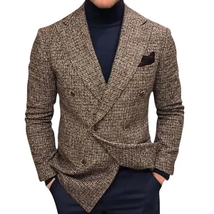 Men’s Single Breasted Breathable Slim Casual Striped Business Jacket