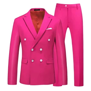 Men’s Single Breasted Suit Two Piece Set European British Slim Fit Solid Color Flexible Business Casual Blazer Anti static