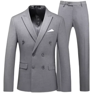 Men’s Single Breasted V neck Slim Fit Two Piece Suit Set European British Style Solid Color Spandex Nylon Anti Wrinkle Blazer