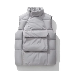 Men’s Sleeveless Padded Fitted Puffer Vest Jackets Men Autumn Winter New Workwear Style Casual Waistcoats
