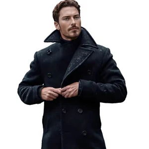 Men’s Slim Double Breasted Thick Wool Bomber Jacket British Style