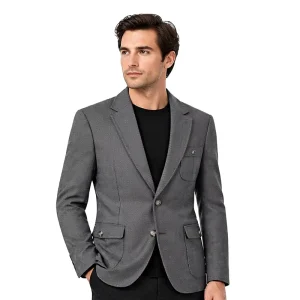 Men’s Slim Fit Blazer Jacket Single Breasted 3D Patch Pocket Beaded Multi Strap Vintage Striped