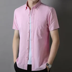 Men’s Slim Fit Casual White Short Sleeve Shirts 100% Cotton Oxford Breathable Summer Essentials ODM Supply