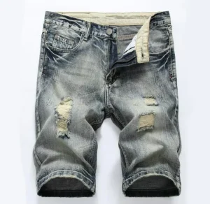 Men’s Slim Fit Fashion Short Jeans Casual Jeans With Holes Ripped Men’s Denim Shorts Size 28 42