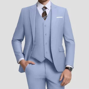 Men’s Slim Fit Single Breasted Men Suits 3 Pieces High Quality Set for Business Breathable Mens Suits High Quality