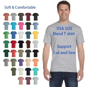 Men’s Soft Comfortable Shirts OEM T-shirt Printed Logo Plain T-shirt Blend 60 Cotton 40 Polyester Custom T Shirt