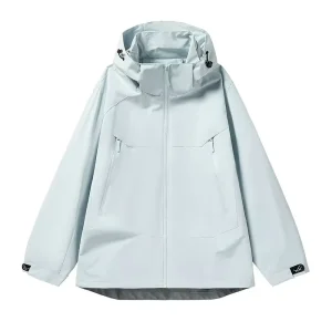 Men’s Soft Shell Jacket Windproof and Waterproof Customizable Stand up Collar Loose Zipper Windbreaker Jacket