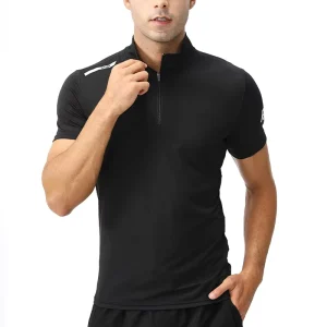 Men’s Solid Blank Golf T-Shirt with Zip Tracksuit Regular Fit Breathable Short Sleeve 180 Grams Polyester Cotton