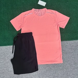 Men’s Solid Casual Quick Dry Breathable Short Sleeve T-Shirt Sports Shorts Set