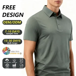 Men’s Solid Color Golf Polo Shirt Short Sleeve Regular Fit Breathable Moisture Wicking Quick Dry Sportswear