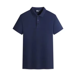 Men’s Solid Color Plain Polo Shirt Simple and Fashionable Short Sleeve T Shirt with Turn Down Collar Large Size Sports Top