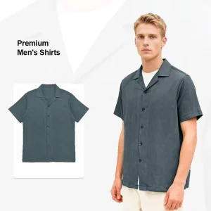 Men’s Solid Color Short Sleeve Shirt Comfortable Elastic for Daily Casual