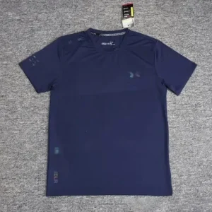Men’s Solid Slim Fit Ice Silk Printed Short Sleeve Sporty O Neck Knitted T shirt Quick drying Moisture Wicking Breathable