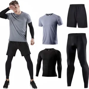Men’s Sport Shirt T Shirt Sweatpants Shorts Set Solid Skinny Summer Eco Friendly Spandex Polyester Quick Drying Lightweight