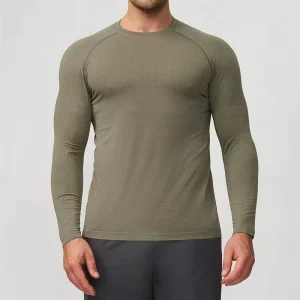 Men’s Sports Running Shirt Activewear Long Sleeve Gym Seamless Shirt