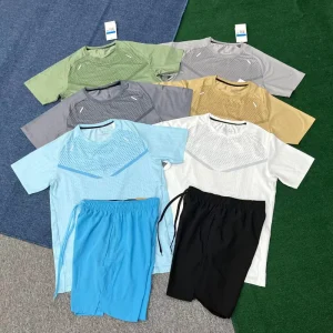 Men’s Sports Set Quick Dry Workout T Shirt and Training Shorts Activewear