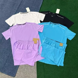 Men’s Sports T Shirt and Shorts Set Polyester Breathable Gym Workout Running Training Fitness Summer Tracksuit Maillot De Foot