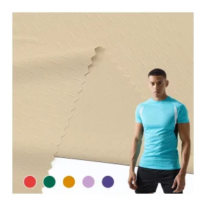 Men’s Sports T shirt Fabric Stretch Nylon Material Knitted Jacquard Fabric for Swimwear