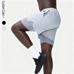 Men’s Sportswear Activewear Athletic Shorts Training Joggers Quick Dry Bottoms Men’s 2 in 1 Running Shorts