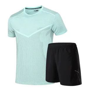 Men’s Sportswear Short Sleeve Sports Running Suit Basketball Soccer T-shirt + Shorts Set