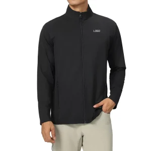 Men’s Sportswear Slim Fit Trench Coat Stand Collar Zipper Closure Customizable Logo Solid Color Size XL