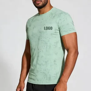 Men’s Sporty Quick Dry Breathable Elastic Summer Sportswear T Shirt Nylon Short Sleeve Digital Print OEM ODM Custom Logo