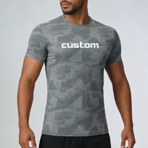 Men’s Sporty Quick Dry Breathable Summer Sportswear T Shirt Gym Short Sleeve Tshirts Digital Geometric OEM ODM Customizable