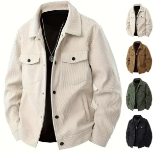 Men’s Spring Autumn Sports Trend Pockets Corduroy Jacket