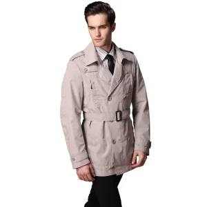 Men’s Spring Denim Overcoat Trench Coat Plus Size