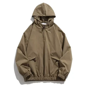 Men’s Spring Hooded Sweatshirt Jacket Thin Casual Streetwear Coat Customizable Plain Color Loose Fit