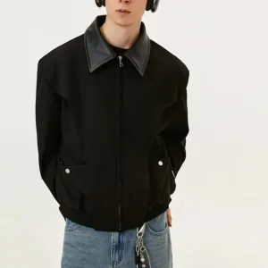 Men’s Spring Street Wear Luxury Winter Jacket Patchwork Lapel Coat