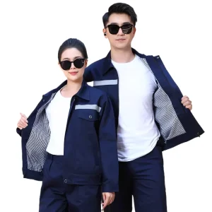 Men’s Spring Winter Workwear Thickened Long Sleeve Top and Pants Big Pocket Printed Embroidered Labor Durable Daily Work Clothing