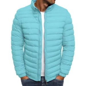 Men’s Stand Up Collar Down Jacket Simple Design Lightweight Warm Comfortable Stylish