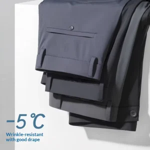 Men’s Straight Fit Flat Front Dress Formal Casual Golf Pant Waist Logo Zipper Fly Spandex Polyester Material