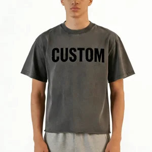 Men’s Streetwear 100%Cotton Boxy Fit T Shirt Custom Dirty Wash Tee Tshirt with Digital Printing Pour Hommes t Shirt