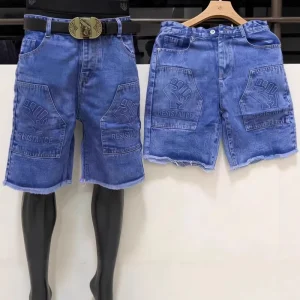 Men’s Streetwear Boot Cut Mid Waist Denim Jeans Shorts Summer Fashion Pants