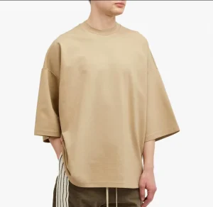 Men’s Streetwear Cotton Oversize T-Shirt Dropped Shoulder 3/4 Sleeve Breathable with Solid Pattern Custom Design tshirt women custom