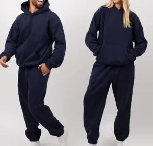 Men’s Streetwear Hoodie Jogging Pants Set Custom for Solid Pattern Plus Size 100% Cotton Tracksuit