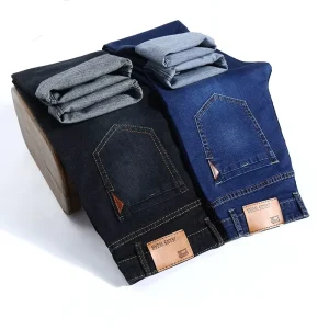Men’s Stretch Boot Cut Cotton Denim Jeans Formal Mid Elastic Waist Washed Daily Pants
