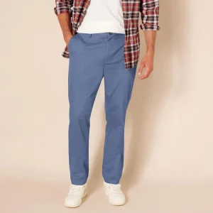 Men’s Stretch Tapered Leg Flat Front Chinos Trousers Lightweight Casual Trousers