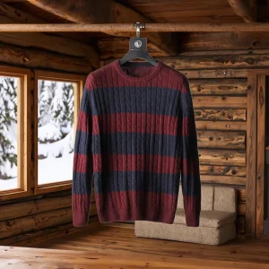 Men’s Striped Cable Knitwear Jumper Sweater