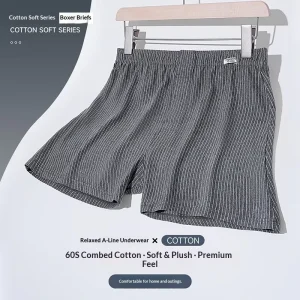 Men’s Striped Lounge Boxers Thin Lightweight Breathable Loose Fit Summer Comfortable Casual Home Boxer Shorts for Daily Loungewear