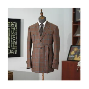 Men’s Suit Blazer Plaid Design Classic Slim Fit Casual Suit Jacket